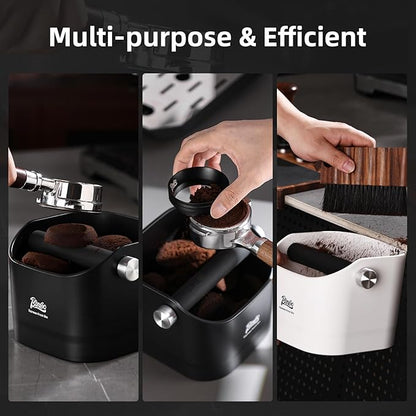 Espresso Knock Box - Bincoo Espresso Machine Knock Box/Espresso Grounds Knock Box, Barista Style Coffee Knock Box for Grounds with Removable Shock-Absorbent Knock Bar and Anti-Slip Base. (Green)