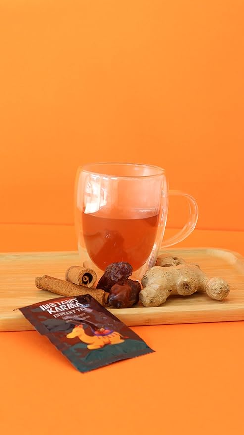 Instant Karma Tea | Dates, Ginger & Cinnamon Instant Tea | All-Natural, Caffeine-Free, No Added Sugar | Warm & Comforting | 20 Sachets (Dates, Ginger, and Cinnamon)