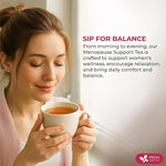 Load image into Gallery viewer, FreshDrinkUS, 40 Tea Bags - Menopause Support Herbal Tea – Soothing Blend with Rhubarb, Hibiscus, Valerian, Passiflora, Ashwagandha, Fennel &amp; Chamomile, Caffeine-Free, Vegan, Non-GMO