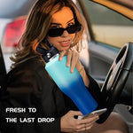 Load image into Gallery viewer, Insulated Water-Cup Skinny-Bottle 40 oz - Stainless Steel Insulated Water Bottles fits in Cup Holder, Leak Proof Metal Flask Water Cup with Straw Spout Lids for Women Men