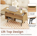 Load image into Gallery viewer, Tangkula Lift Top Coffee Table, Modern Cocktail Table with Hidden Compartment &amp; 2 Open Shelves, Flip Top Center Table, Wooden Pull up Coffee Table for Living Room, Reception Room, Office (Natural)