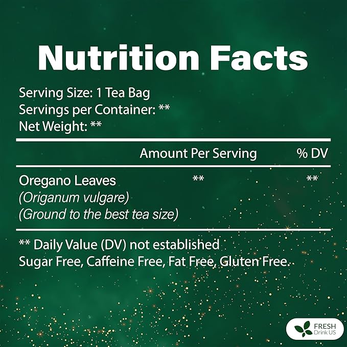 FreshDrinkUS, Oregano Leaf Tea | 75 Tea Bags – Pure Herbal Infusion from Origanum vulgare - Naturally Bold & Aromatic Flavor - Premium Quality, Sustainably Sourced. Vegan