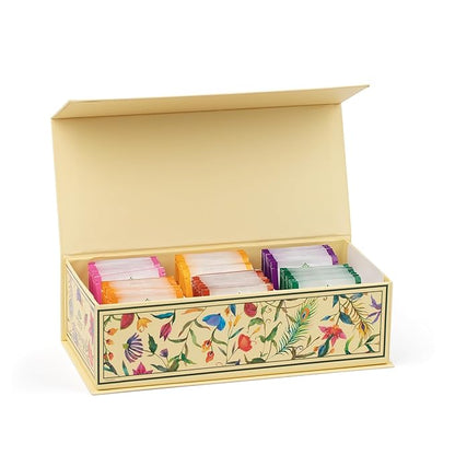 Organic India Tea Sampler Box Variety Pack - Tulsi Herbal Tea Gift Set, Hot Tea Assortment, Holy Basil, Ashwagandha, Turmeric Ginger, Sweet Rose, Original, Sleep, Masala Chai - 60 Tea Bags