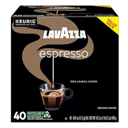 Lavazza Espresso, Single-Serve Keurig K-Cup Pods, Medium Roast Coffee, 40-Count Box