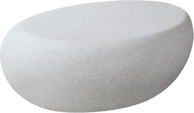 Faux Rock Coffee Table,Drum Coffee Table Fiberglass Tea Table for Living Room, Accent Imitation Stone Central Table No Need Assembly