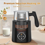 Load image into Gallery viewer, Milk Frother, 4-in-1 Electric Milk Steamer and Frother with Detachable Stainless Steel Jug - Automatic Hot/Cold Milk Warmer for Lattes, Hot Chocolate - Induction Heating, Dishwasher Safe