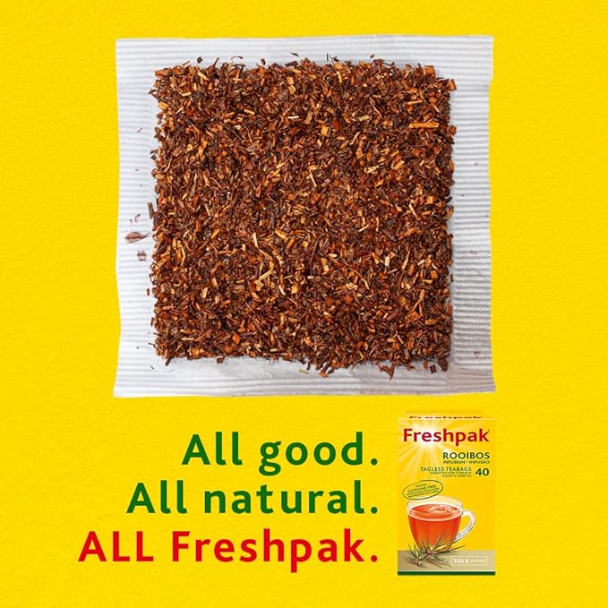 Freshpak® Rooibos Tea | 80 Tagless Teabags | Packed at source in South Africa | Natural Premium Rooibos | Naturally Caffeine Free | Keto Friendly | Non GMO |