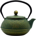 Load image into Gallery viewer, 900ml Cast Iron Tea Kettle,SECHUDO Teapot Coated with Enameled Interior for Loose Leaf, Small Cast Iron Teapot with Strainer for Stovetop Safe, Green Iron Kettle(30.4oz)