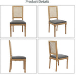 Load image into Gallery viewer, French Country Dining Chairs Set of 2, Grey Modern Kitchen &amp; Dining Room Chairs, Rattan Dining Chair with Linen Upholstered Cushion, High Cane Back, Wood Legs, Sillas de Comedor (Gray, 2 Pcs)