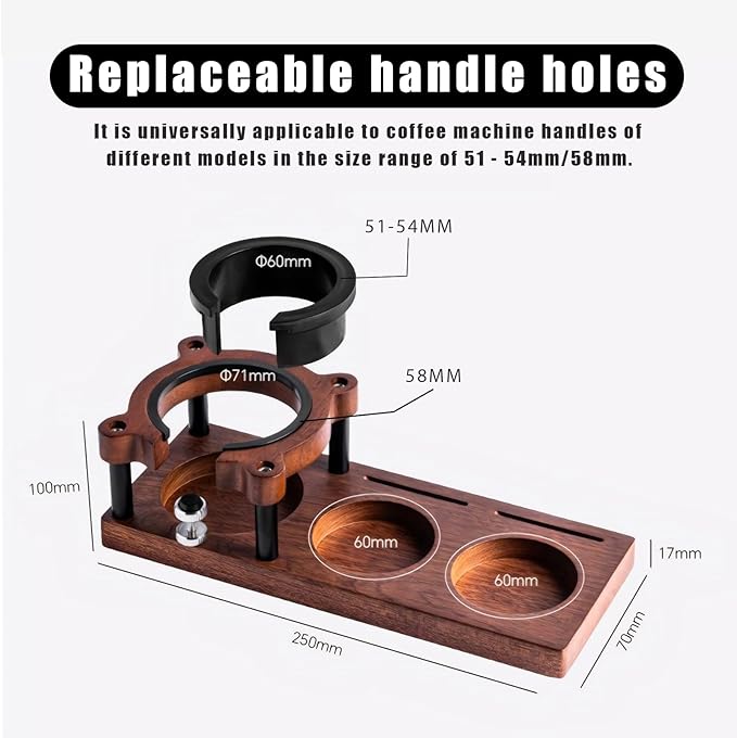 Solid Wood Espresso Tamping Station - Adjustable Height 51-58mm Coffee Tamper & Portafilter Holder, Non-Slip Multi-Functional Espresso Organizer for Coffee Accessories Storage，Portafilter Holder