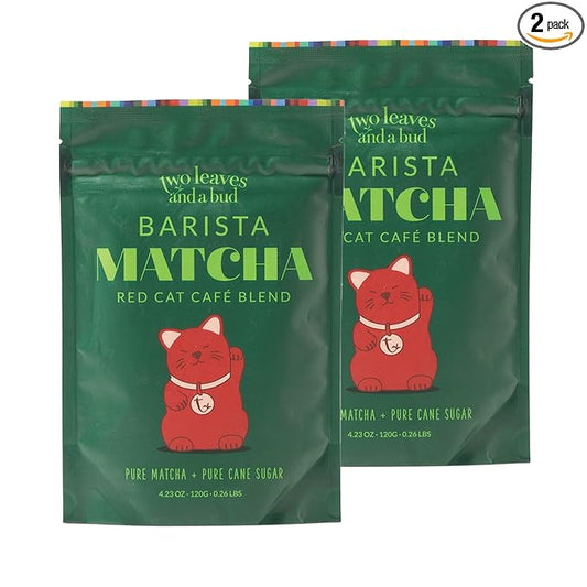 Two Leaves and a Bud Barista Matcha Sweetened Latte Blend, Japanese Matcha Green Tea Powder, 2 Resealable Bags, 240 grams