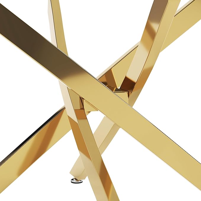 Tempered Glass Coffee Table with Chromed Legs, Rectangle Modern Living Room Table for Home Office Living Room (Gold, 40”x20”x17”)