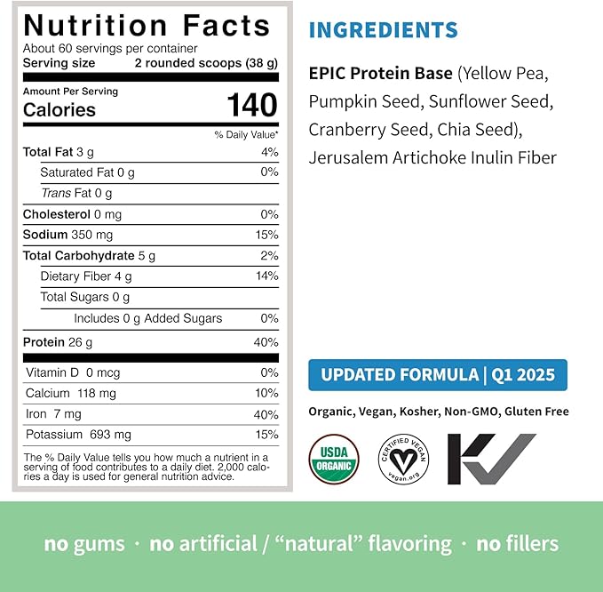 Sprout Living Plant Based Protein & Superfoods Powder, Original, Unflavored | Organic Protein Powder, Vegan, Non Dairy, Non-GMO, Gluten Free, Sugar Free, Perfect Keto Drink Mix (5 lb)