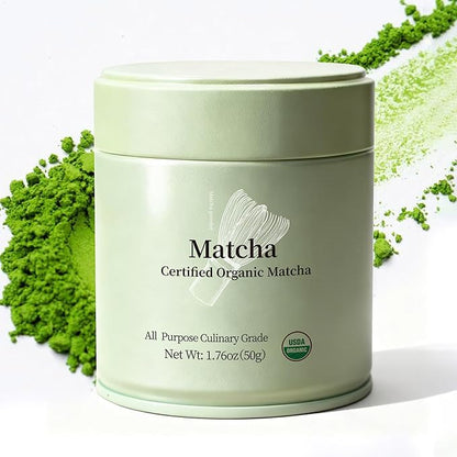 MatchAdmire Premium First Harvest USDA Certified Organic Green Tea Matcha Powder, Rich Flavor, 100% Vegan with No Fillers, Radiation-Free (50g Culinary Grade Matcha)