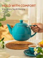 Load image into Gallery viewer, Sweese Teapot, Porcelain Tea Pot with Stainless Steel Infuser, Blooming &amp; Loose Leaf Teapot - 27ounce, Steel Blue