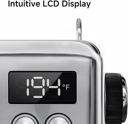 HIBREW H10A - 58mm Espresso Machine, Stainless Steel Body with Milk Frother, Customizable Settings, Smart Display + 20 Bar Pressure Gauge.