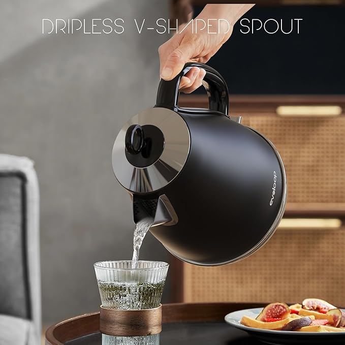 1.7L Electric Kettles, BPA Free Tea Kettle, Hot Water Boiler Heater, Stainless Steel Teapot, Auto Shut-Off & Boil-Dry Protection, 120V/1500W (Black)