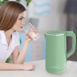 Load image into Gallery viewer, 1.7L Electric Kettle Quiet, Double Wall Hot Water Boiler BPA-Free, Quiet Boil and Cool Touch Tea Kettle, Cordless with Auto Shut-Off &amp; Boil Dry Protection, 1500W Fast Boiling, Green