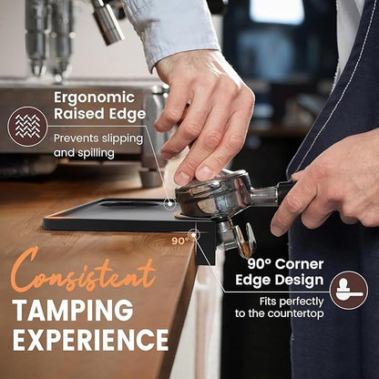NEW: VIENESSO Tamping Mat for Espresso Machine - Non-slip Tamper Station for the countertop - Barista Accessories with notch for the Portafilter - Table edge protection + E-Book