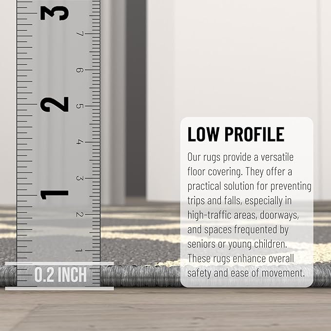 Ottomanson Hallway Runner Rug 2'2" x 6' Non Slip Trellis Area Rugs Easy to Clean Laundry Rug Runner Durable & Pet Friendly Floor Carpet Runners for Hallways Entryway Living Room Kitchen, Gray