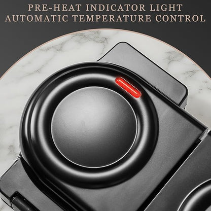 Mini Waffles Maker with 8 Removable Plates, 4 in 1 Double Small Waffle Maker Mini- Waffle, Heart Waffle, Pancake, Donut, 5" Non Stick Waffle Iron for Kid, Use One/Both Sides By the Button On the Back