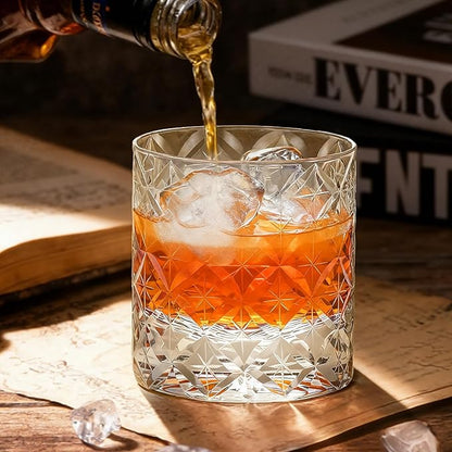 KAMMAK Classic Whiskey Glasses Set of 2, 7.78 oz (230 ml) Old Fashioned Tumbler, Thick Base Glass with Delicate Rim for Scotch, Bourbon, Cocktails, Durable Barware