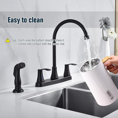 Electric Milk Frother and Steamer, 4-in-1 Milk Steamer with Wood Elements Design, Automatic Hot & Cold Foam Maker for Latte, Cappuccinos, Macchiato, Milk Warmer, Black (white)