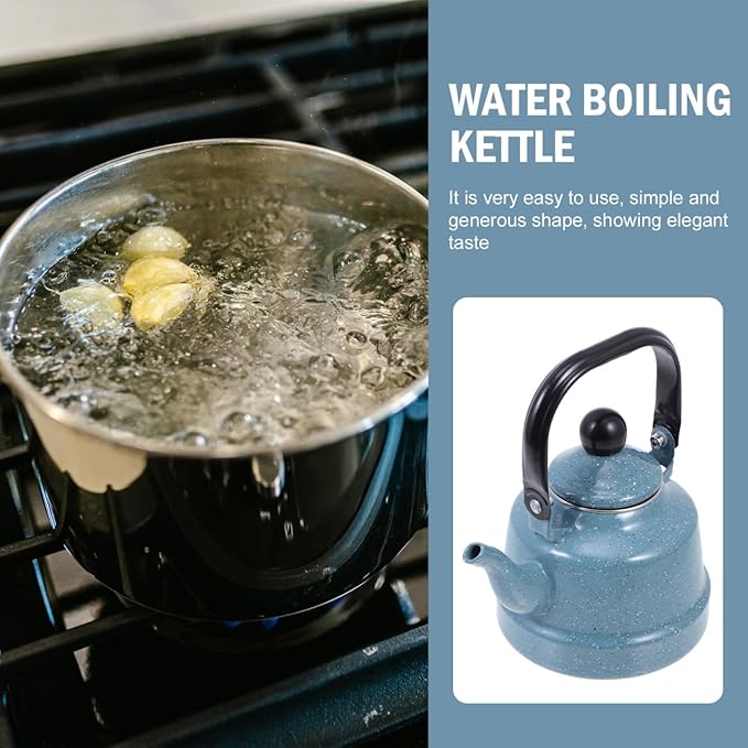 DOITOOL Enamel Tea Kettle Vintage Enamel Teapot 1.1 L Porcelain Tea Kettle Camping Coffee Kettle Stovetop Kettle Hot Water Boiler Pot for Hot Water, Tea Accessories