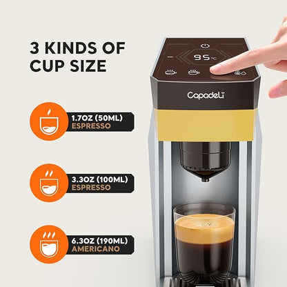 3 in 1 Single Serve Coffee Maker,Fast Brew in 1 minute 19Bar Pump Coffee Machine for K*Cup、NES*press and Ground Coffee,with 27oz Removable Water Reservior,Sliver Espresso Coffee Machine