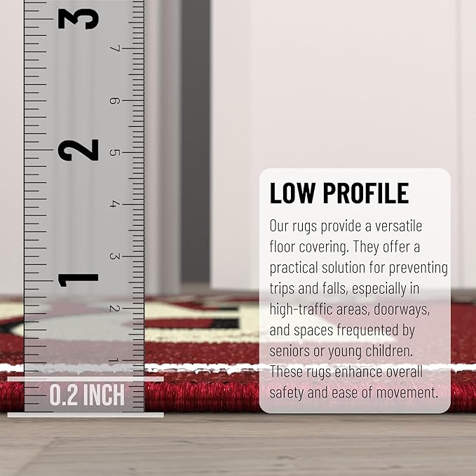 Ottomanson 20" x 59" Laundry Room Rug - Non-Slip Mat for Laundry & Mudroom - Durable, Stain-Resistant, and Easy to Clean - Perfect for High-Traffic Areas - Runner Rug for Entryway Bathroom, Red