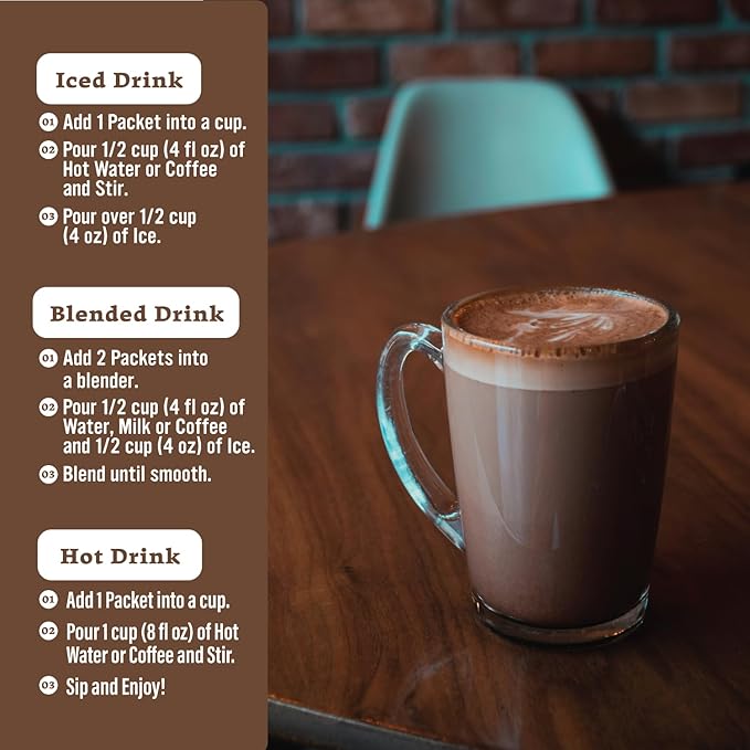 The Frozen Bean Mocha Frappe & Latte Instant Mix (20 Sticks), Made with Arabica Coffee, Double Shot Caffeine, Low Sugar & Premium Ingredients, Hot, Iced, or Blended Drinks