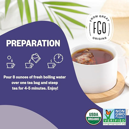 FGO Organic Earl Grey Black Tea, 100 Count, Eco-Conscious Tea Bags, Resealable Bag, Packaging May Vary (Pack of 1)