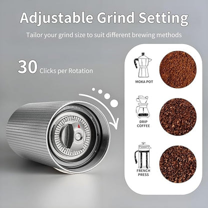 Manual Coffee Bean Grinder, Stainless Steel S2C Conical Handheld Coffee Machine, CNC Steel Core Hand-Cranked Coffee Bean Grinder (black)