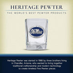 Load image into Gallery viewer, Heritage Pewter University of Mississippi Ole Miss Square Shot Glass | Hand-Sculpted 1.5 Ounce Shot Glass | Intricately Crafted Metal Pewter Alma Mater Inlay