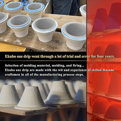 Ceramic Reusable Coffee Filter Pour Over Dripper Paperless Sustinable ekubo one drip 1-2 Cup Made in Japan (Pink)