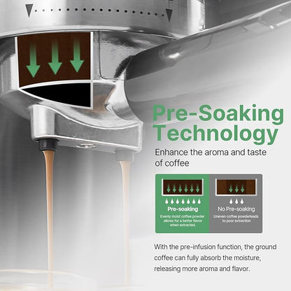 Espresso Machine 20 Bar, Touchscreen Espresso Maker with Automatic Milk Frother for Cappuccino Latte, Expresso Coffee Machine for Home with Dual Heating System and Dual Pump