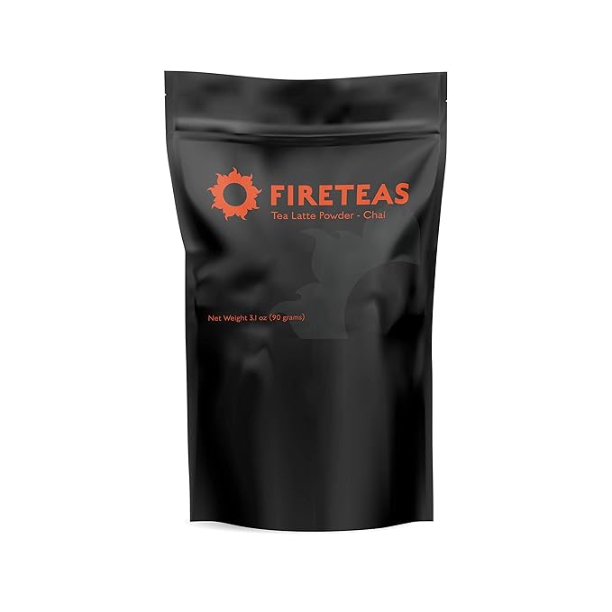 FIRE TEAS Chai Tea Latte - Nutmeg, Cloves, Ginger, Cinnamon, Cardamon - Decaf/Caffeine Free, Perfect Smoothies, Lattes & Milkshakes -