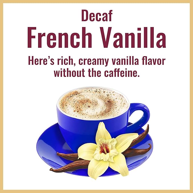 Hills Bros Decaf French Vanilla Cappuccino Mix, Easy to Use, Enjoy Coffeehouse Flavor at Home-Decadent with Sweet Notes and No Caffeine, 16 Ounce (Pack of 1)