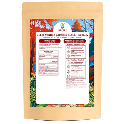 WT WEETEE Decaf Vanilla Caramel Black Tea, 50 Count CO2 Decaffeinated Black Tea Bags | Caramel Vanilla Flavored | Smooth & Mellow Dessert-Inspired