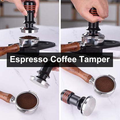 Espresso Tamper 58mm, Coffee Tamper with 30lbs Spring Loaded, Hand Press Tamper Tool for 58mm Portafilter, Calibrated Tamper for Espresso Machine, Black
