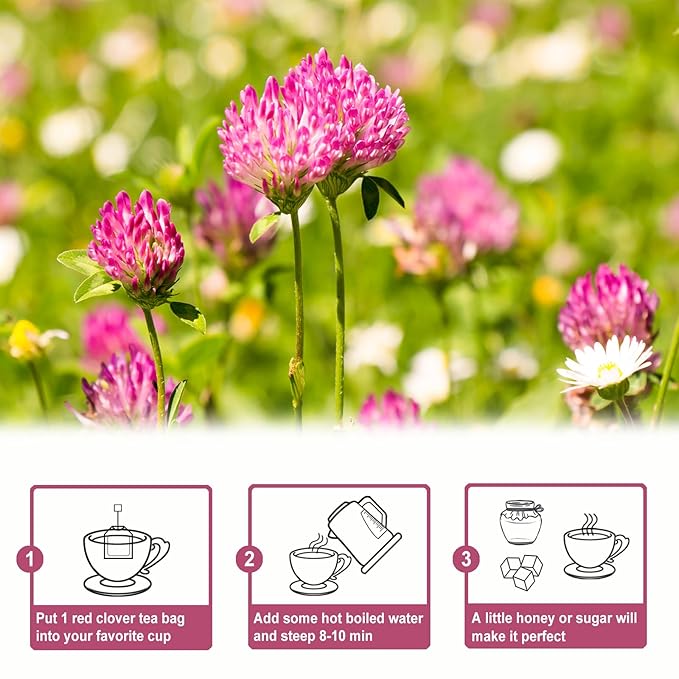 TEARELAE - Red Clover Tea Bags, 40 Count - Premium Natural Red Clover Herb - Caffeine-free Herbal Tea - Non-GMO - Support Skin Health