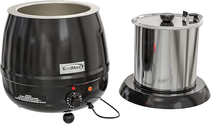 KoolMore Commercial Soup Kettle Warmer with Hinged Lid and Removable Pot Insert for Buffet, Restaurant, Party, Event, and Catering, Large 2.5 Gallon, Electric [Black] (SK-BK-3G)