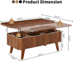 Load image into Gallery viewer, 3 in 1 Lift Top Coffee Table, Fluted Convertible Coffee Tables Converts to Dining Tables, Modern Oval Wooden Center Table with Storage for Living Room Office Small Space, Partial Assembly (Walnut)