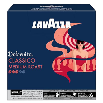 Lavazza Dolcevita Classico, Single-Serve Keurig K-Cup Pods, Medium Roast Coffee, 32-Count Box