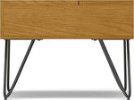 Load image into Gallery viewer, SIMPLIHOME Hunter Small Lift Top Coffee Table - 36 inch Wide Solid Oak Veneer and Metal Industrial Cocktail Table in Oak, Living Room Table with Hidden Storage, 2 Cubbies, and Hairpin Legs