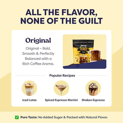 Original Protein Iced Coffee - Premium Whey Protein & Instant Iced Coffees - 100% Natural Cold Brew Coffee - Zero Artificial Flavors & Sweeteners, 80 mg Caffeine Per Serving, 0g of Sugar, 20 Servings