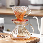 Load image into Gallery viewer, Bincoo Pour Over Coffee Maker Set,650ML Borosilicate Glass Carafe with Coffee Driper&amp;50pcs Paper Filter,Glass Coffee Maker for Home Café Restaurant(Champagne)