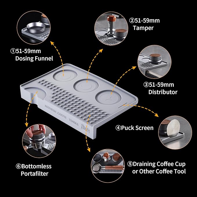 Espresso Tamping Mat for Counter - Ultra Thick Silicone Tamper Mat Coffee Bar Mat, 9.6''×5.9'' Espresso Mat for Countertops,Fits for Baristas Home Kitchen Bar, Waterproof