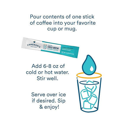 Cameron's Coffee Classic Cold Brew Instant Single Serve Sticks, Medium Roast , 100% Arabica , 128 Count