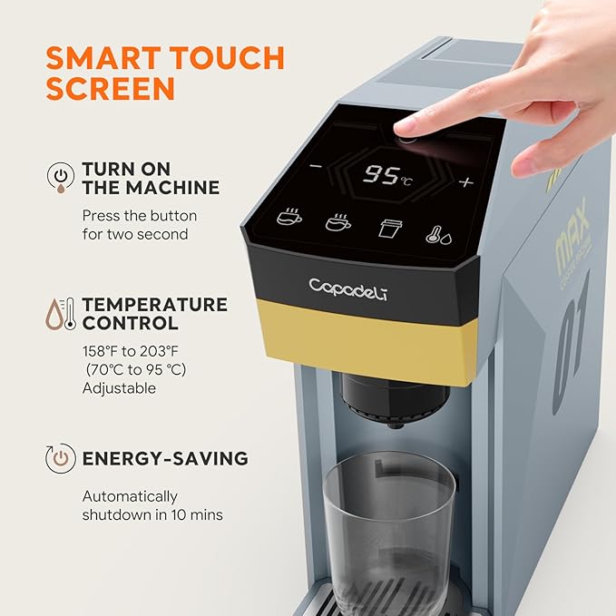 3 in 1 Single Serve Coffee Maker,Fast Brew in 1 minute 19Bar Pump Coffee Machine for K*Cup、NES*press and Ground Coffee,with 27oz Removable Water Reservior,Sliver Espresso Coffee Machine